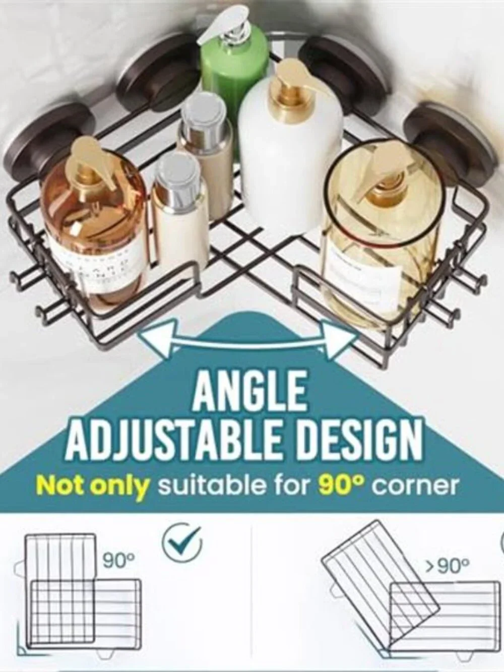 Shower Corner Caddy Suction Cup Stainless Steel Bathroom Shelf Organizer